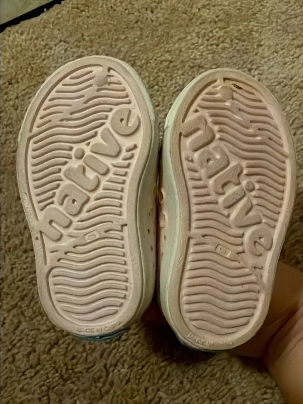 Native Kids Slip-On Water Shoes in Pale Pink with White Toe